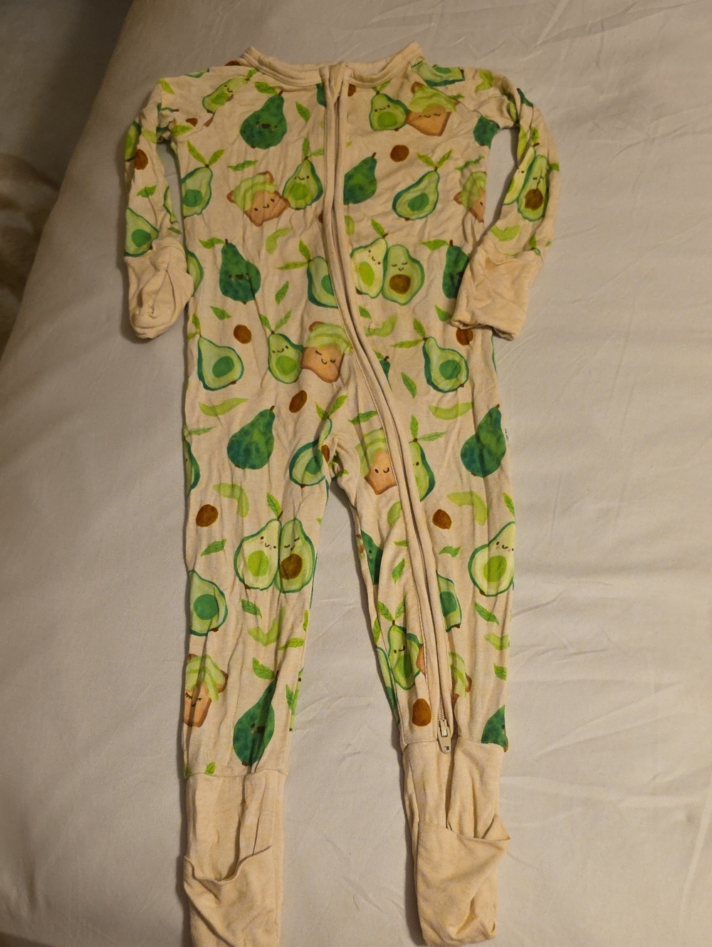 Little Sleepies Cream Footed One-Piece with Green Avocado Print